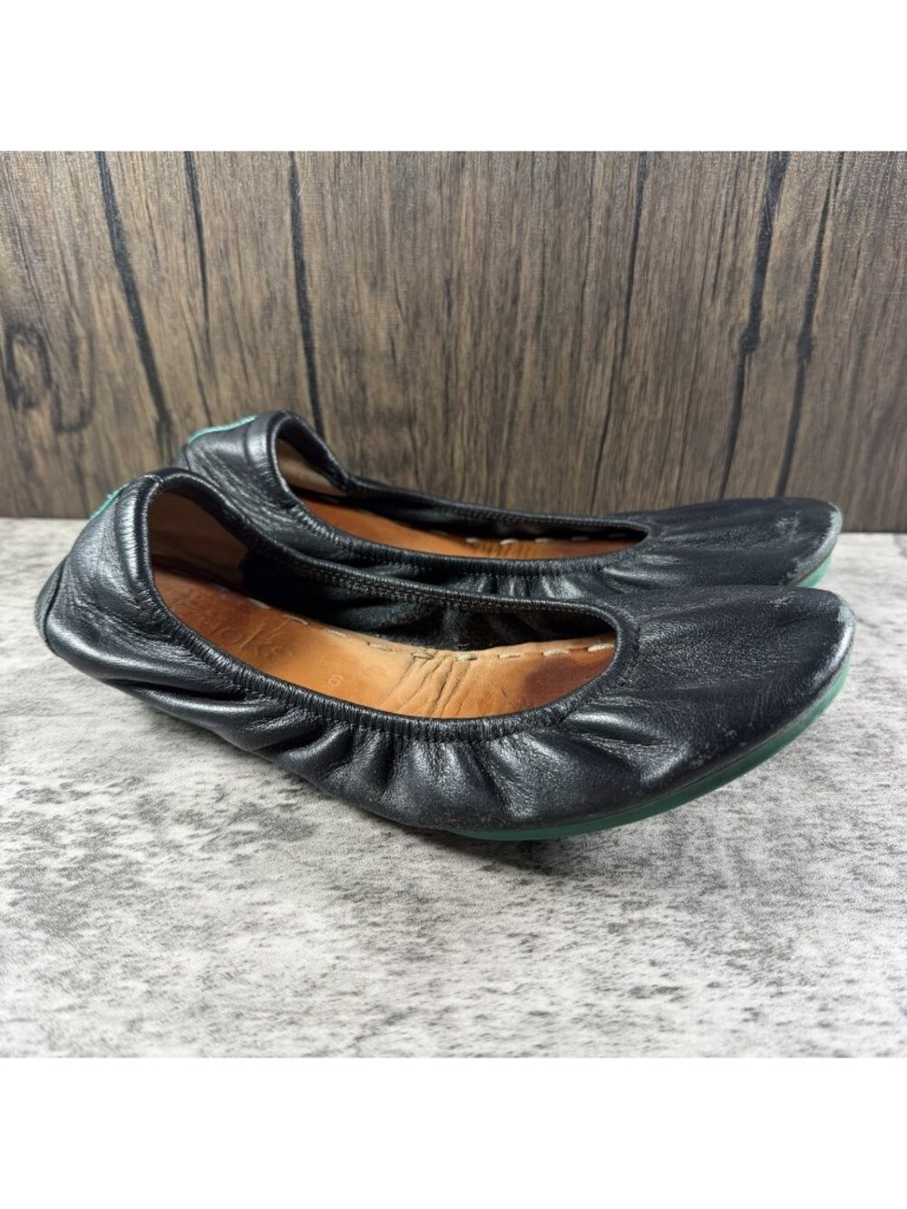Tieks by Gavrieli Black Leather Ballet Flats Slip On Womens Size 6 Foldable